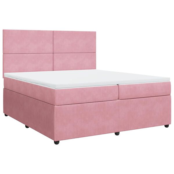 vidaXL Boxspring met matras fluweel roze 200x200 cm