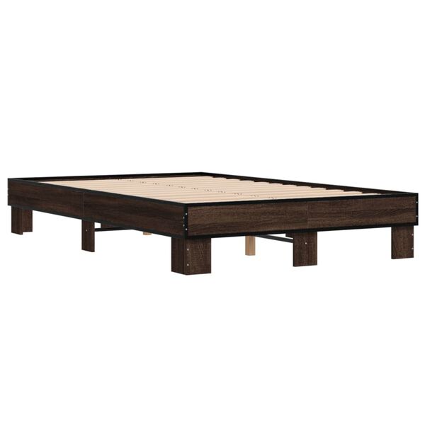 vidaXL Bedframe bewerkt hout metaal bruin eikenkleur 120x190 cm