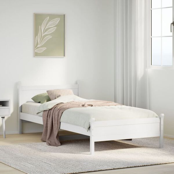 vidaXL Bedframe zonder matras massief grenenhout wit 75x190 cm