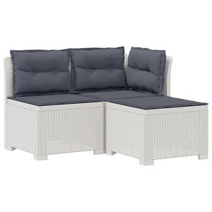 vidaXL 3-zits tuinbank met kussens in rattanlook PP Wit