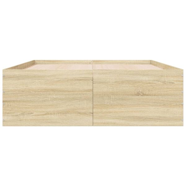 vidaXL Bedframe bewerkt hout sonoma eikenkleurig 135x190 cm