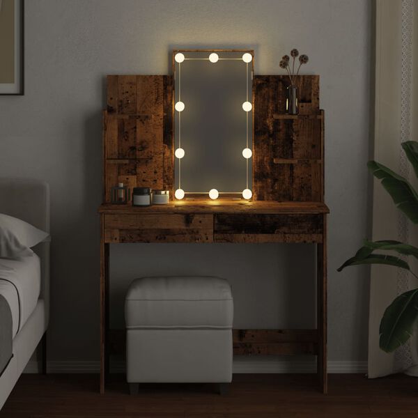vidaXL Kaptafel met LED-verlichting 96x40x142 cm oud houtkleurig