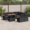 vidaXL 9-delige Loungeset met kussens poly rattan zwart