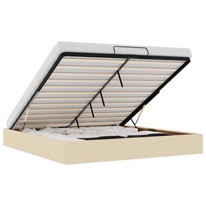 vidaXL Bedframe zonder matras 200x200 cm stof cr&egrave;mekleurig