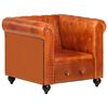 vidaXL Fauteuil Chesterfield-stijl echt leer tan