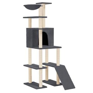 vidaXL Kattenmeubel met sisal krabpalen 166 cm donkergrijs