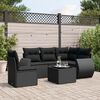 vidaXL 6-delige Loungeset met kussens poly rattan zwart