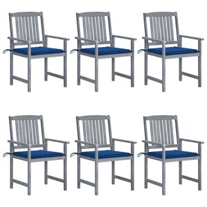 vidaXL Tuinstoelen 6 st met kussens massief acaciahout grijs
