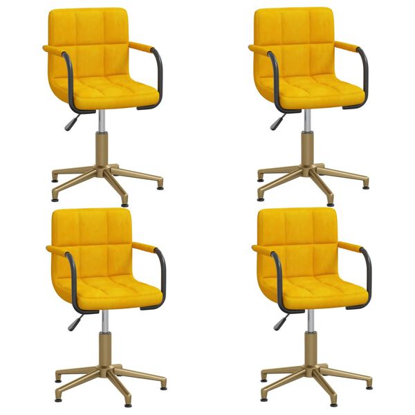 vidaXL Eetkamerstoelen draaibaar 4 st fluweel mosterdgeel