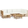 vidaXL 7-delige Loungeset met kussens bamboe cr&egrave;mewit