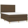vidaXL Boxspring met matras stof donkerbruin 140x200 cm