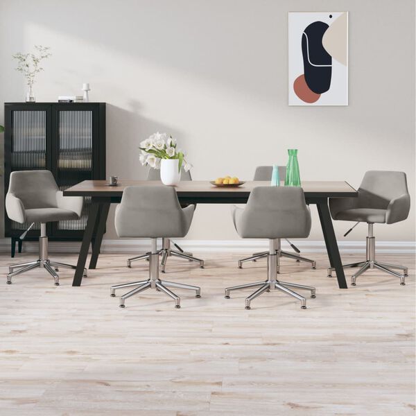 vidaXL Eetkamerstoelen draaibaar 6 st fluweel lichtgrijs