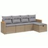 vidaXL 5-delige Loungeset met kussens poly rattan gemengd beige