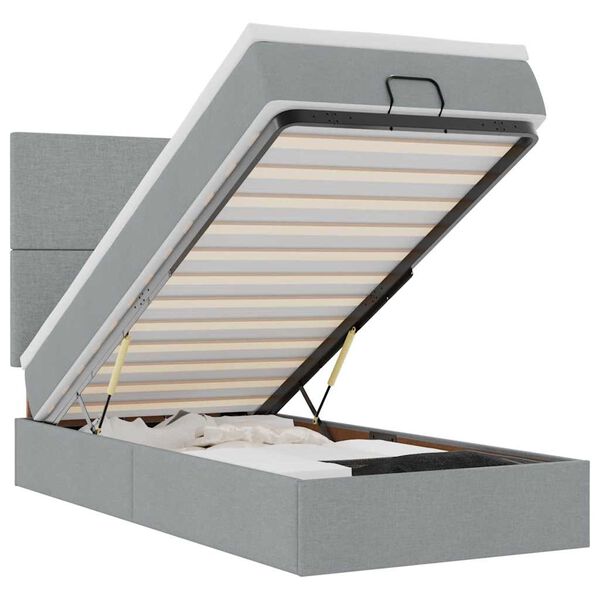 vidaXL Ottoman bed met matras 80x200cm stof lichtgrijs