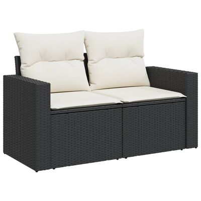 vidaXL 10-delige Loungeset met kussens poly rattan zwart