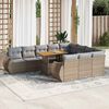 vidaXL 11-delige Tuinset met kussens poly rattan beige