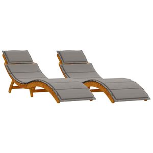 vidaXL Ligbed 2 st Massief Acaciahout Grijs