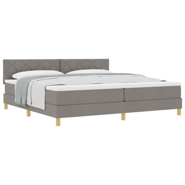 vidaXL Boxspringbed met matras met hoofdeinde Taupe 200 x 200 cm Stof