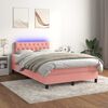 vidaXL Boxspring met matras en LED fluweel roze 120x200 cm