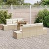 vidaXL Tuin Sofa Set met opslag 7 pcs Beige Poly riet