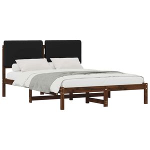 vidaXL Bedframe met gestoffeerd hoofdbord Donkerbruin en Zwart