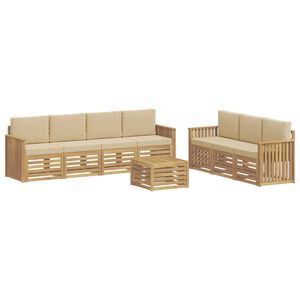 vidaXL Sofa-Sets 8 st Wit en Beige Polyester