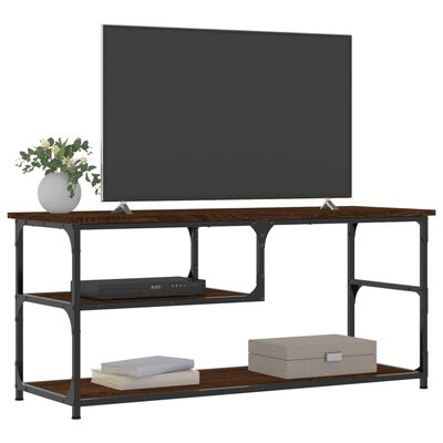 vidaXL Tv-meubel 103x38x46,5 cm bewerkt hout staal bruin eikenkleur