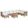 vidaXL 9-delige Loungeset met kussens poly rattan beige