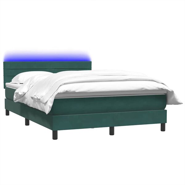 vidaXL Boxspring met matras en LED fluweel donkergroen 160x210 cm