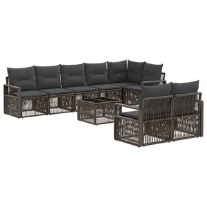 vidaXL Tuinbankenset 9 st Grijs poly rattan