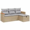 vidaXL 4-delige Loungeset met kussens poly rattan gemengd beige