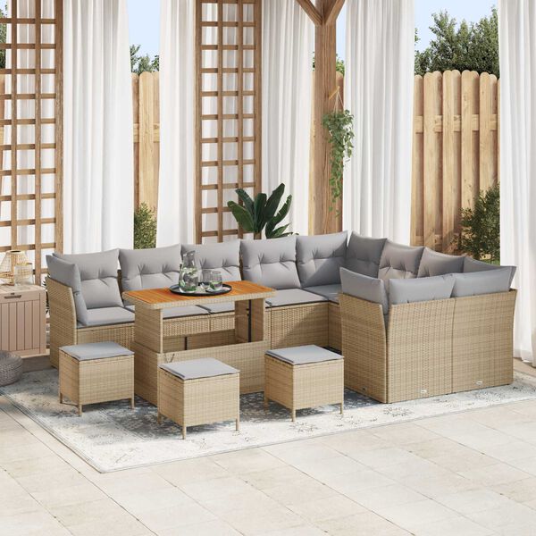 vidaXL Tuin Sofa Set 13 pcs Beige poly rattan