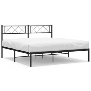 vidaXL Bedframe met hoofdbord metaal zwart 140x200 cm