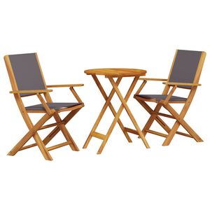 vidaXL 3-delige Bistroset stof en massief hout antracietkleurig