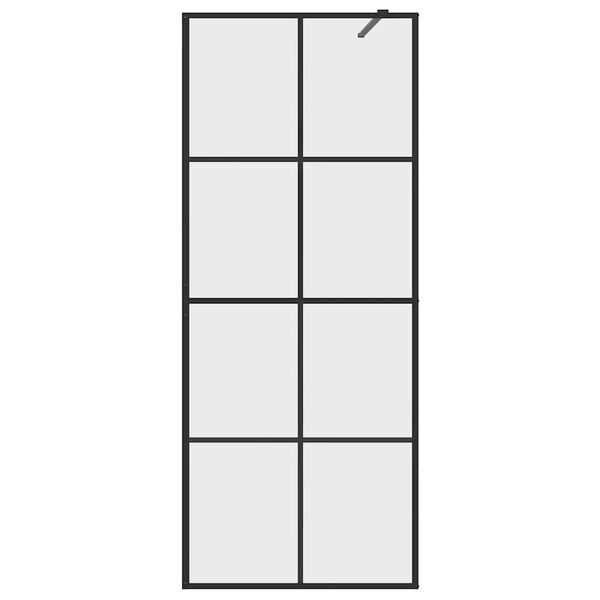 vidaXL Inloopdouchewand 80x195 cm ESG-glas transparant en zwart