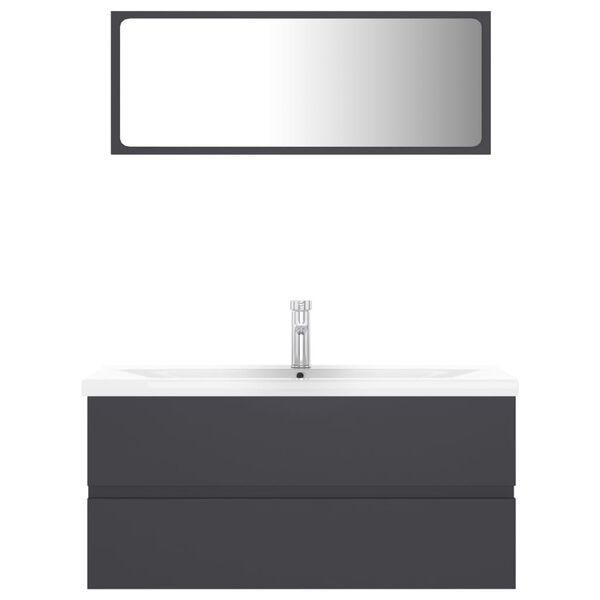 vidaXL Badkamermeubelset spaanplaat grijs