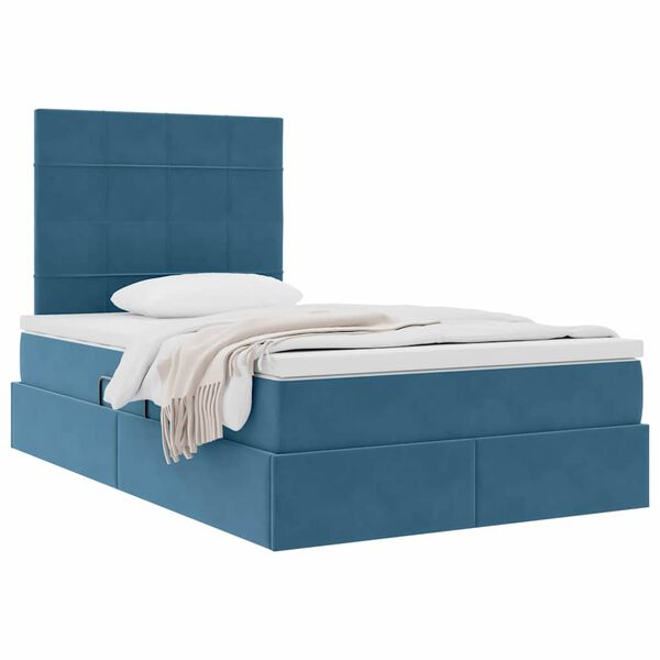 vidaXL Opslag bed met matras met matras Blauw 120 x 190 cm Fluweel