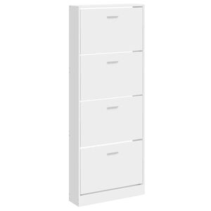 vidaXL Schoenenkast 59x17x150 cm bewerkt hout hoogglans wit