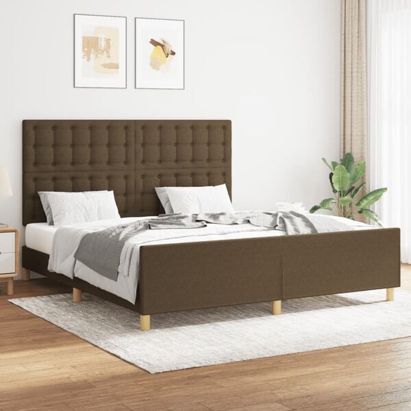 vidaXL Bedframe zonder matras stof donkerbruin 160x200 cm