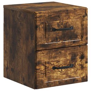 vidaXL Wandbeugel Bedkast Gerookt eiken 34,5 x 33 x 40 cm Bewerkt hout