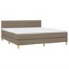 vidaXL Boxspring met matras en LED stof taupe 160x200 cm