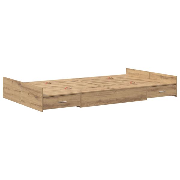 vidaXL Opbergbedframe met lade Artisan Eiken 120 x 200 cm Bewerkt hout