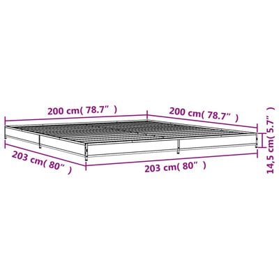 vidaXL Bedframe bewerkt hout metaal gerookt eikenkleurig 200x200 cm