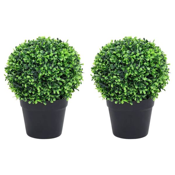 vidaXL Kunstplanten met pot 2 st buxus bolvorming 27 cm groen