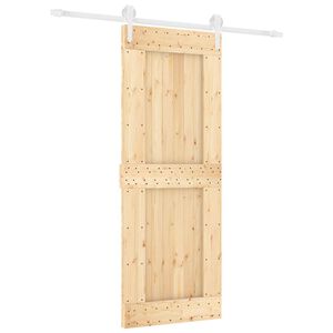 vidaXL Schuifdeur Natuurlijk en Wit 80 x 210 cm Massief Grenenhout