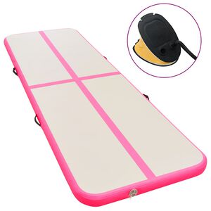 vidaXL Gymnastiekmat met pomp opblaasbaar 700x100x10 cm PVC roze