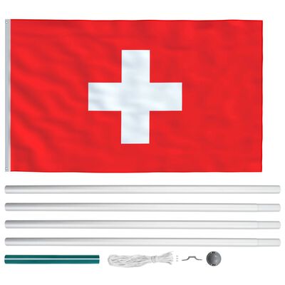 vidaXL Vlag met vlaggenmast Zwitserland 6,2 m aluminium