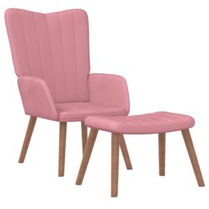 vidaXL Relaxstoel met voetenbank fluweel roze