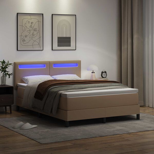 vidaXL Boxspringbed met matras Cappuccino 140 x 200 cm Kunstleer