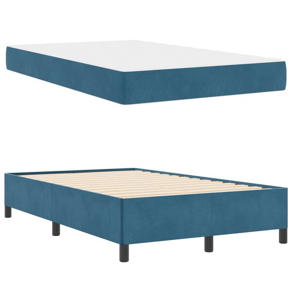 vidaXL Bedframe met matras Donkerblauw 120 x 200 cm Stof